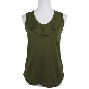 ANN TAYLOR Ruffle Neck Sleeveless Shell Tank Top Blouse Women's Size Small